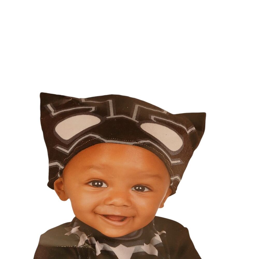 MARVEL Black Panther Costume Infant Sz 0-6 Mo 3 Pc Set NON-SLIP BOOTIE Halloween - Picture 5 of 15